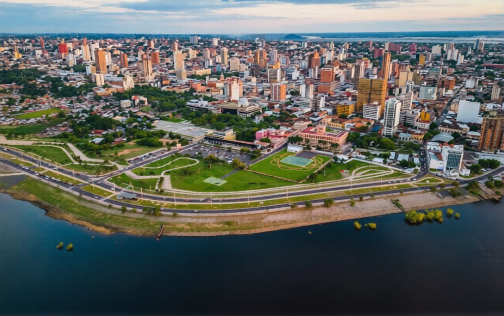 stock photo aerial drone fly above asuncion city waterfront in paraguay daylight cityscape panorama of south 2321922323 (1)